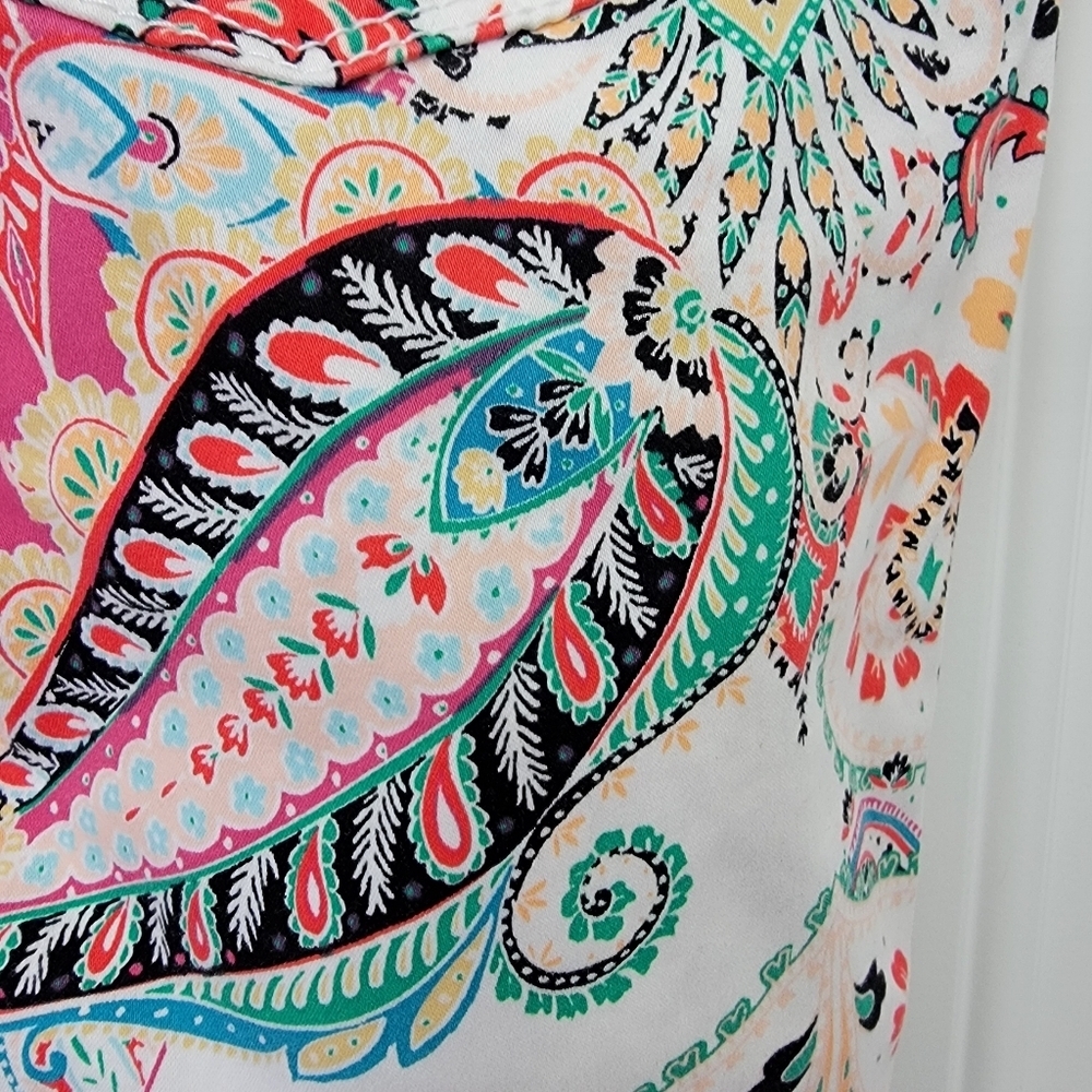 CHICO'S Slim Leg Crop Colorful Paisley Floral Print Flat Front Pants Size 12 - Picture 6 of 16